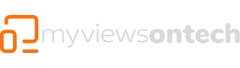 myviewsontech logo with clean, modern lettering in dark grey on a matching background, designed to reflect a sleek, minimalist tech aesthetic.